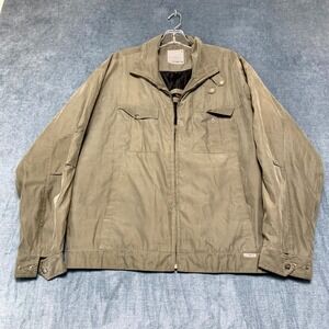 Vintage Priknit Utility Jacket Men Large Olive Full Zip Windbreaker Retro Hiking